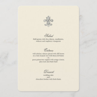 Élégant menu Mariage Fleur de Lis