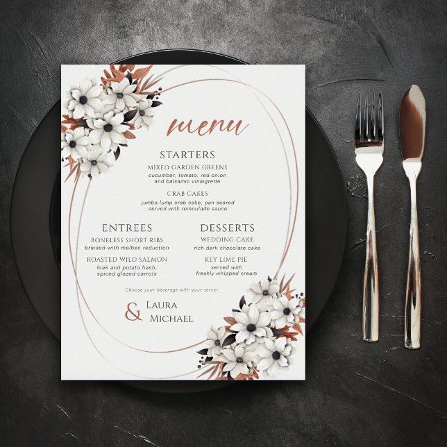 Élégant menu Mariage Floral (Créateur téléchargé)