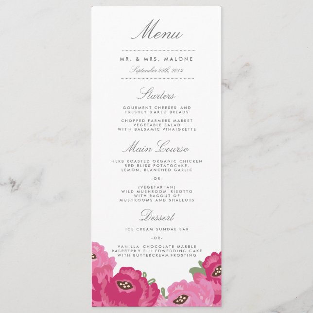 Élégant menu Mariage Mason Jar (Devant)