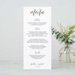 Élégant menu Mariage moderne et amusant 4 x 9