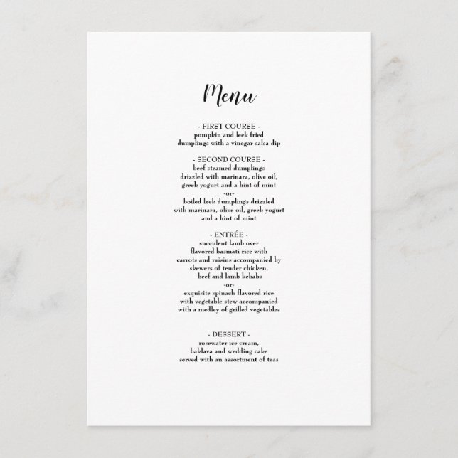 Élégant menu Mariage noir bordé (Devant)