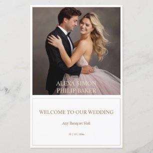 Élégant menu mariage photo beige