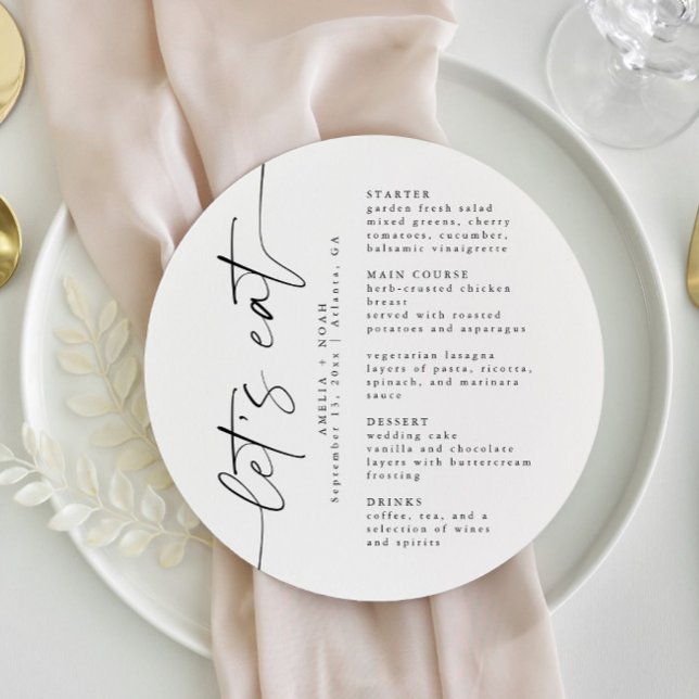 Élégant menu Mariage rond Script (Créateur téléchargé)