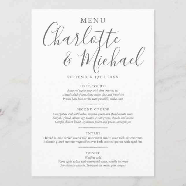 Élégant menu Mariage Signature (Devant)