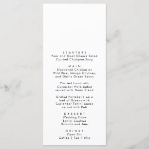 Elégant menu mariage simple fleur aquarelle