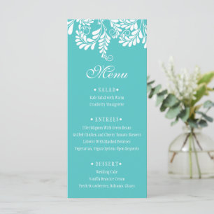 Élégant menu Mariage Turquoise Flourish