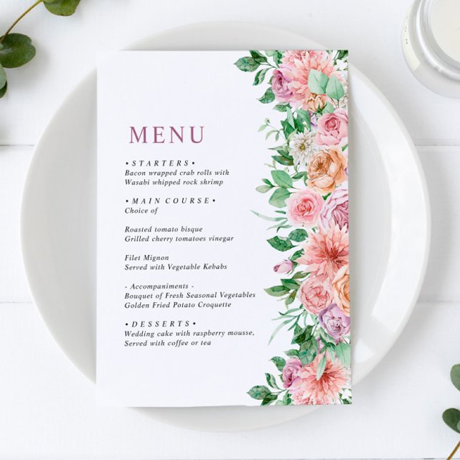 Élégant menu Mariage violet et rose (Créateur téléchargé)