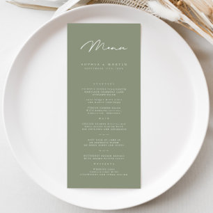 Élégant menu minimaliste gris foncé Mariage
