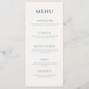 Élégant Menu Minimaliste Moderne Bleu Poussiéreux