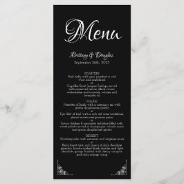 Elégant menu moderne Mariage noir et blanc