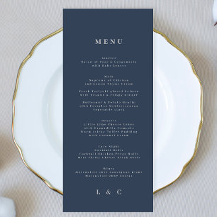 Elégant menu Monogramme simple marine bordeaux