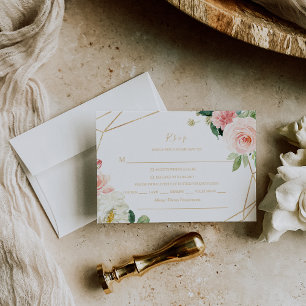 Elégant menu Rsvp Géométrique Vert et Or Choix