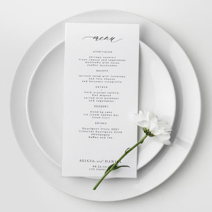 Élégant menu simple mariage noir et blanc