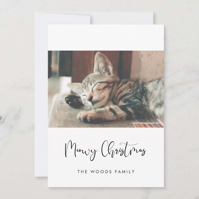 Elegant Meowy Christmas Cat photo Feiertagskarte (Vorderseite)