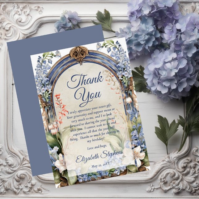Élégant Merci d'arc floral baroque (Elegant Baroque Floral Arch Thank You Flat Card)