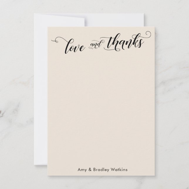 Élégant Merci de calligraphie Crème simple (Devant)