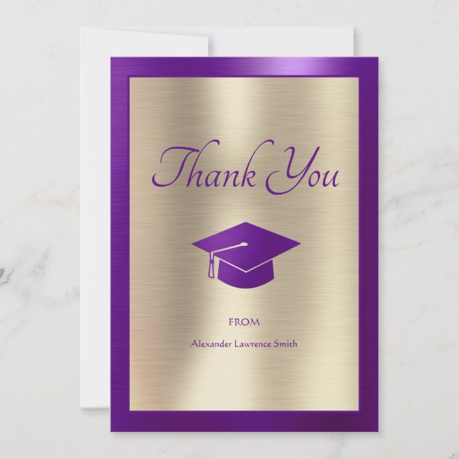 Élégant Merci de diplôme Script Purple Gold (Devant)
