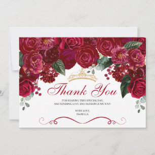 Élégant Merci de Quinceanera Floral Rouge