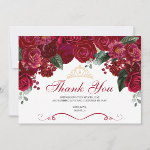 Élégant Merci de Quinceanera Floral Rouge
