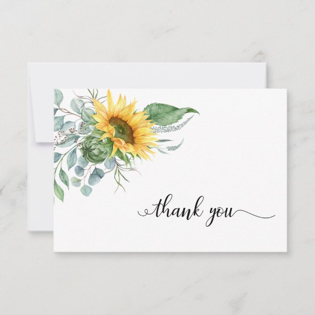 Élégant Merci de Sympathie florale de tournesol (Devant)
