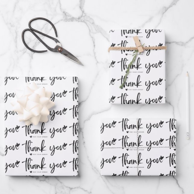 Élégant Merci enveloppant PapePlat Feuille Set de  (Recto)