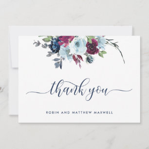 Elégant Merci floral Berry, Bleu et Bourgogne
