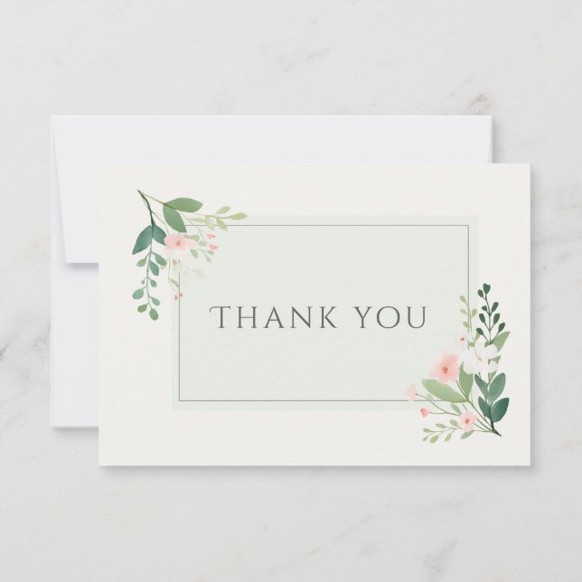 Élégant Merci Mariage rose et vert (Dos)