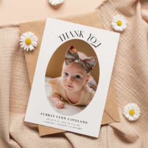 Élégant Merci Ovale Faire-part de naissance photo