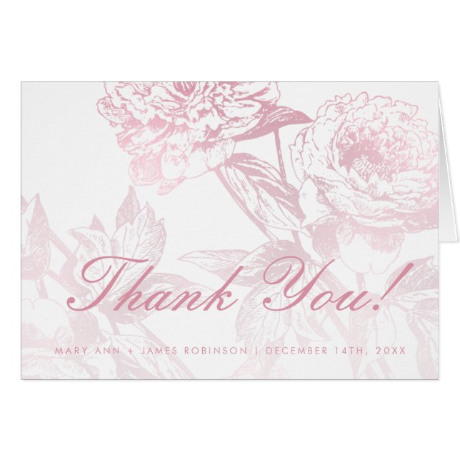 Élégant Merci Rose de Mariage Floral Gold (Devant horizontal)