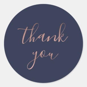 Élégant Merci Rose en or   Sticker rond de marine