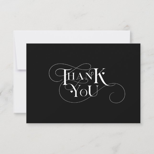 Élégant Merci Typographie cardiaque Mariage photo (Devant)