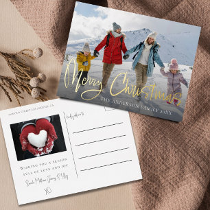 Elegant Mercury Gold Foil & Foto Folien Feiertagspostkarte