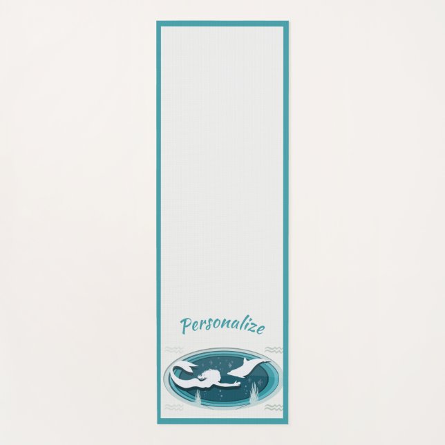 Elegant Mermaid Dolphin Blue Gray Zen Yoga Namaste Yogamatte (Vorderseite)