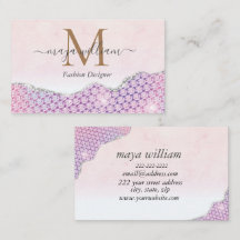 Elegant Mermaid Edges Pink Glitzer Agate