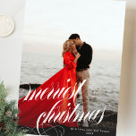 Elegant Merriest Weihnachtskalligraphie Ein Foto Feiertagskarte<br><div class="desc">💌 Teilen Sie die Liebe und verbreiten Sie Feiertag fröhlich mit meiner durchdachten Grußkarte. Diese Karte ist eine Leinwand für Ihre Urlaubswünsche an Freunde, Familie und Unis. Ich habe die faszinierenden Designs geschmückt und das hat meine gesamte Ferienkollektion bestimmt. Ich hoffe, dass Sie die Karten und Sammlung so viel wie...</div>