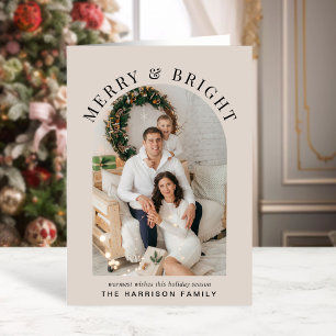 Elegant Merry Bright Arch Foto Weihnachten Karte
