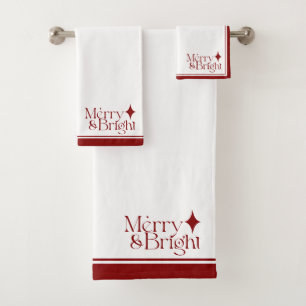 Elegant Merry & Bright Festival Weihnachten Badhandtuch Set