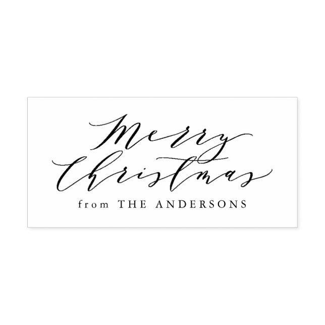 Elegant Merry Christmas | Briefmarke der Rücksende Gummistempel (Prägung)