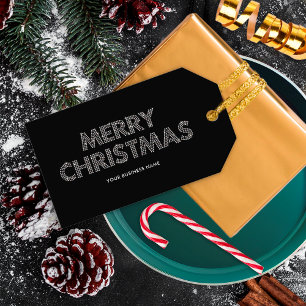 Elegant Merry Christmas Business Black & White Geschenkanhänger