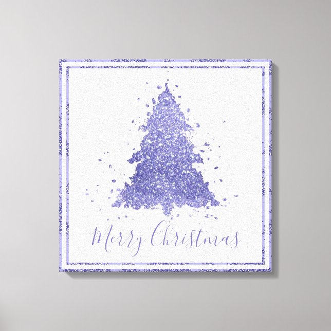 Elegant Merry Christmas | Charmanter Lila Baum Leinwanddruck (Vorderseite)