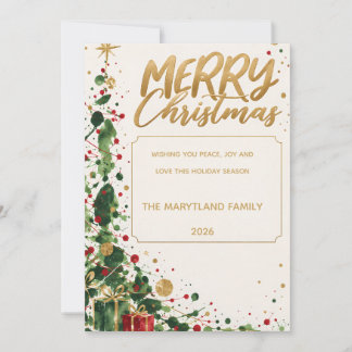🎄✨ Elegant Merry Christmas Family Holiday Card 🎁 Einladung