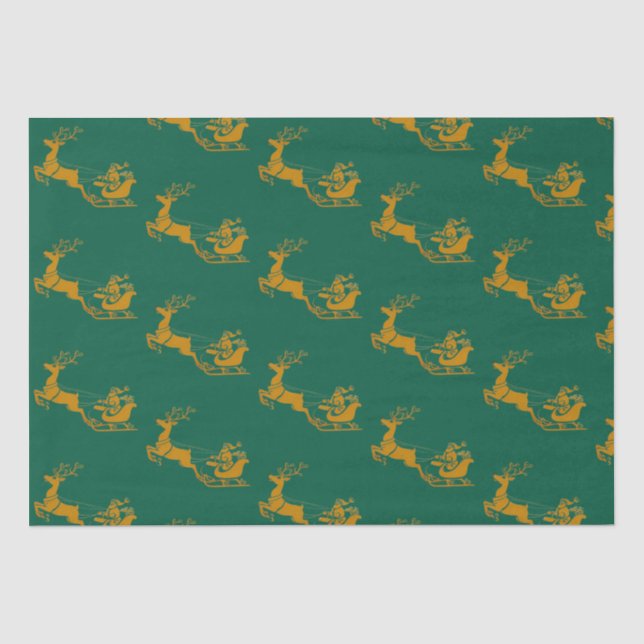 Elegant Merry Christmas Gold santa Deer xmas Patt Seidenpapier (Vorderseite)