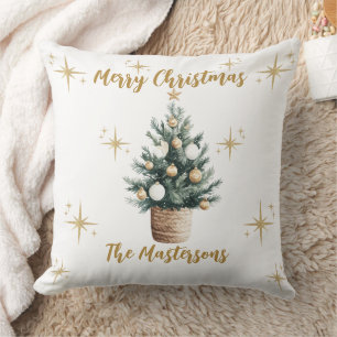 Elegant Merry Christmas Gold Stars Kissen