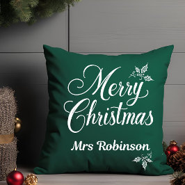Elegant Merry Christmas Individuelle Name Holly Be Kissen