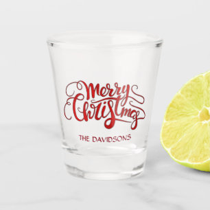 Elegant MERRY CHRISTMAS Moderne Typografie Monogra Schnapsglas