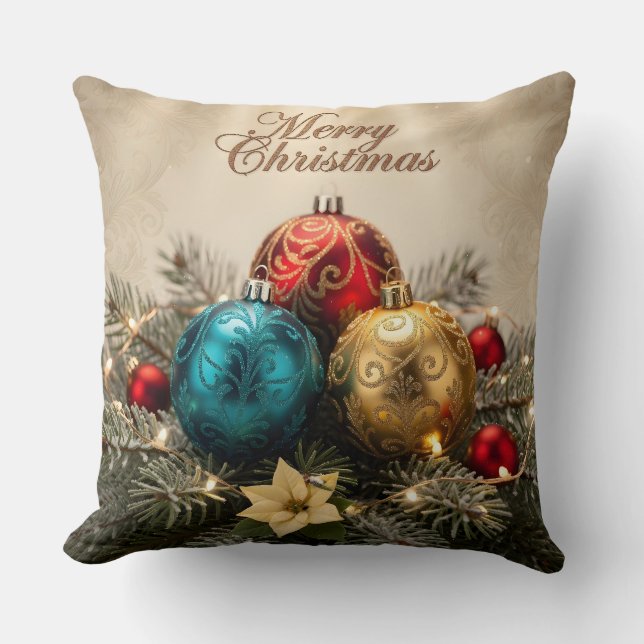 Elegant Merry Christmas Ornament Pillow Kissen (Vorderseite)