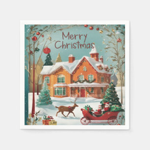 Elegant Merry Christmas Paper Party Serviette