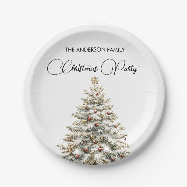 Elegant Merry Christmas Pappteller (Vorderseite)