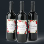 Elegant Merry Christmas Red Floral Weinetikett<br><div class="desc">Wasserfarbe Frohe Weihnachten Rote Blüte ist mit bunten roten Blume entworfen. Die meisten Buchstaben können bearbeitet werden - klicken Sie auf den "Personalisierten" Button,  um sie zu bearbeiten. Passende Artikel in unserem Shop Cava Party Design</div>