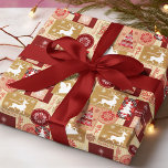 Elegant Merry Christmas Red Gold Collage Geschenkpapier<br><div class="desc">Die elegante Merry Christmas Red Gold Collage Wrapping Paper Geschenkpackung enthält ein Muster von Weihnachtselementen wie Schneeflocken, Weihnachtsbäumen, Rentier, Santa und seinen Schlitten in einem Flickwerk aus rot, gold, weiß und tartan mit dem Text "Frohe Weihnachten" in der modernen Kalligraphie-Skript. Ideal für die Geschenkverpackung Weihnachten und Urlaubsgeschenke. Erstellt von Evco...</div>